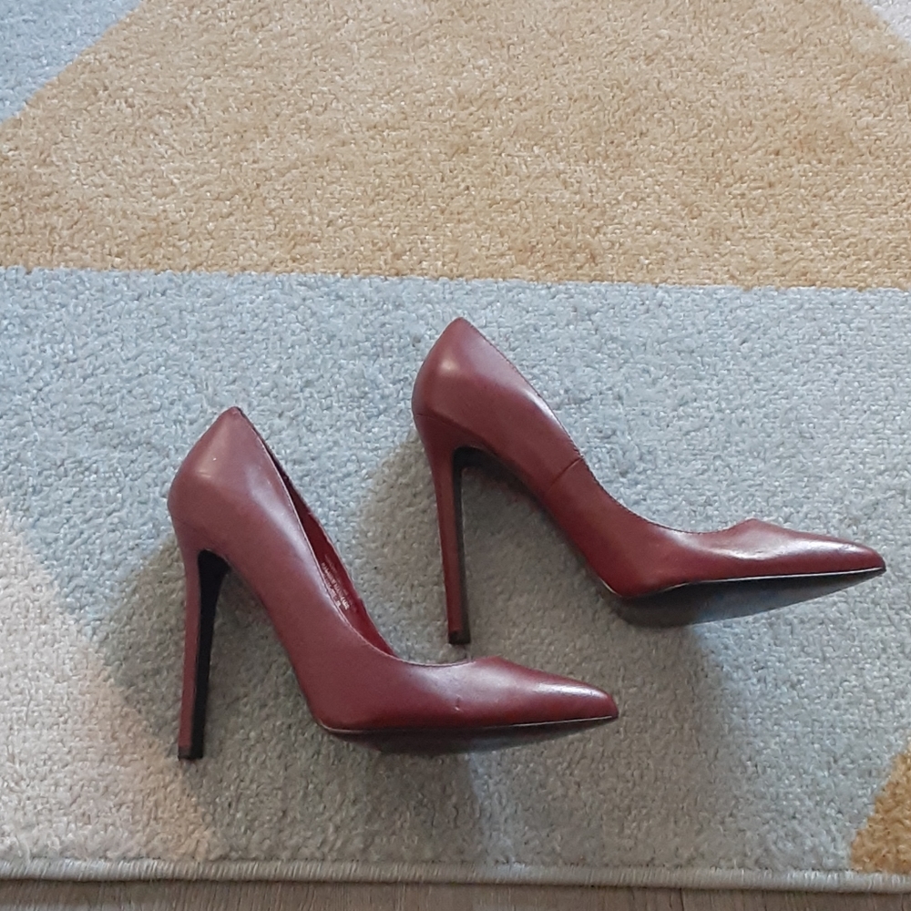 Burgundy Leather Stiletto Pumps